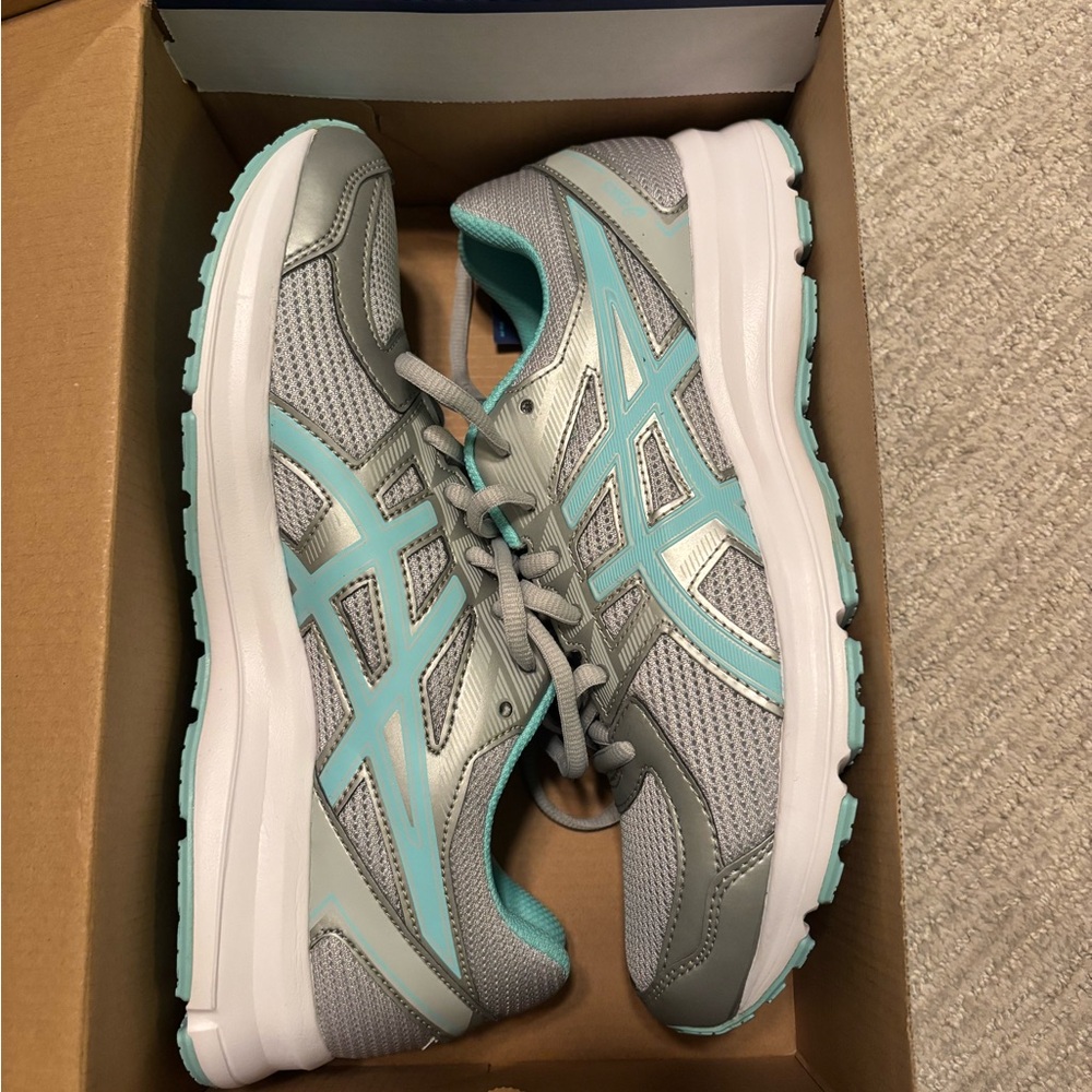 ASICS Women's Gray and Teal Athletic Shoes